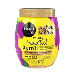 Salon Line Creme Para Pentear 1Kg Cachos Dos Sonhos Irresistível Uva 3X1